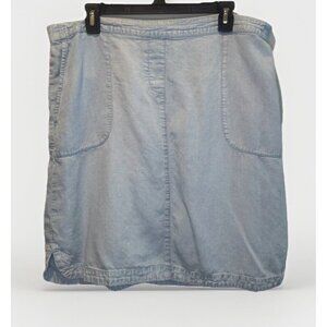 J Jill Denim Womens Blue Linen Blend Pull On Skirt Large Coastal Travel Beach